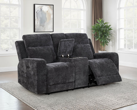 Kennett Power Reclining Sofa, Loveseat & Recliner - Dark Grey Chenille with USB Charging, Living Room Sets – view 18