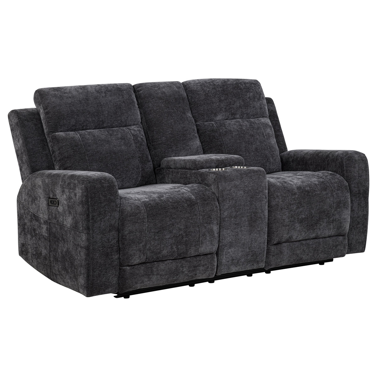 Kennett Power Reclining Sofa, Loveseat & Recliner - Dark Grey Chenille with USB Charging, Living Room Sets – view 19