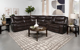 Sycamore 3-Piece Power Reclining Sectional - Wall-Hugger Recline & Flip-Top Console in Dark Brown Faux Leather – view 1
