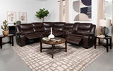 Sycamore 3-Piece Power Reclining Sectional - Wall-Hugger Recline & Flip-Top Console in Dark Brown Faux Leather – view 3