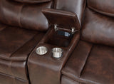 Sycamore 3-Piece Power Reclining Sectional - Wall-Hugger Recline & Flip-Top Console in Dark Brown Faux Leather – view 8