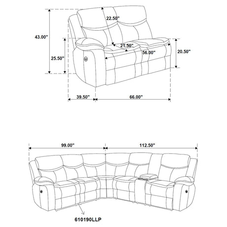 Sycamore 3-Piece Power Reclining Sectional - Wall-Hugger Recline & Flip-Top Console in Dark Brown Faux Leather – view 12