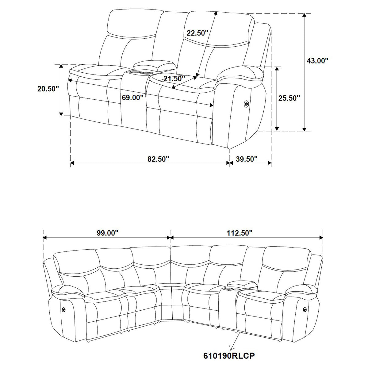 Sycamore 3-Piece Power Reclining Sectional - Wall-Hugger Recline & Flip-Top Console in Dark Brown Faux Leather – view 14