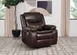 Sycamore Power Recliner with USB Port - Dark Brown Breathable Leatherette with Contrast Stitching – view 1