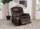 Sycamore Power Recliner with USB Port - Dark Brown Breathable Leatherette with Contrast Stitching – view 3
