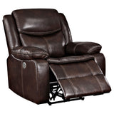 Sycamore Power Recliner with USB Port - Dark Brown Breathable Leatherette with Contrast Stitching – view 4