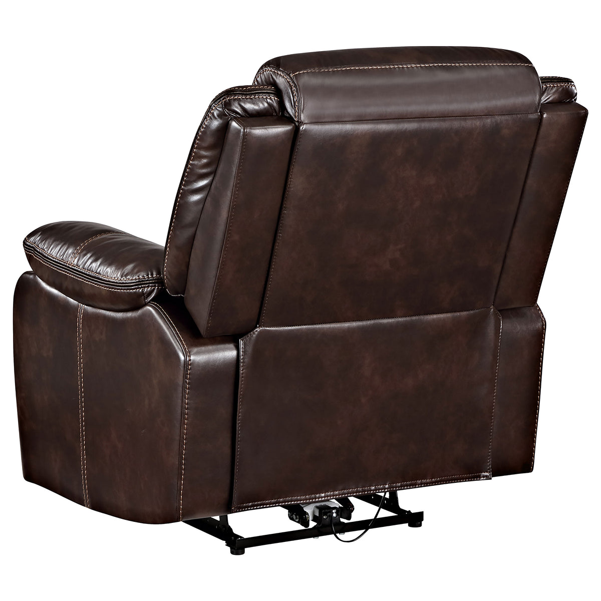 Sycamore Power Recliner with USB Port - Dark Brown Breathable Leatherette with Contrast Stitching – view 6