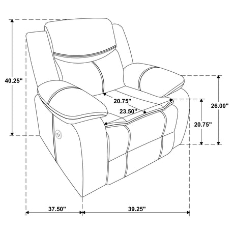 Sycamore Power Recliner with USB Port - Dark Brown Breathable Leatherette with Contrast Stitching – view 10