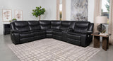 Sycamore Power Reclining Sectional & Power Recliner - Dark Grey Breathable Leatherette with Channel Tufting – view 1
