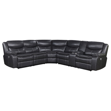 Sycamore Power Reclining Sectional & Power Recliner - Dark Grey Breathable Leatherette with Channel Tufting – view 6