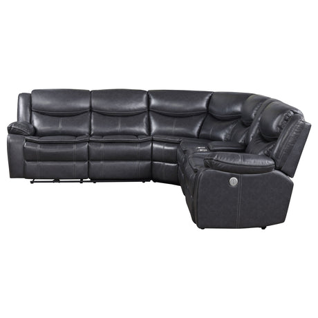Sycamore Power Reclining Sectional & Power Recliner - Dark Grey Breathable Leatherette with Channel Tufting – view 7