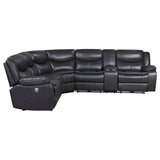 Sycamore Power Reclining Sectional & Power Recliner - Dark Grey Breathable Leatherette with Channel Tufting – view 9