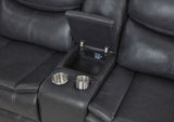 Sycamore Power Reclining Sectional & Power Recliner - Dark Grey Breathable Leatherette with Channel Tufting – view 10