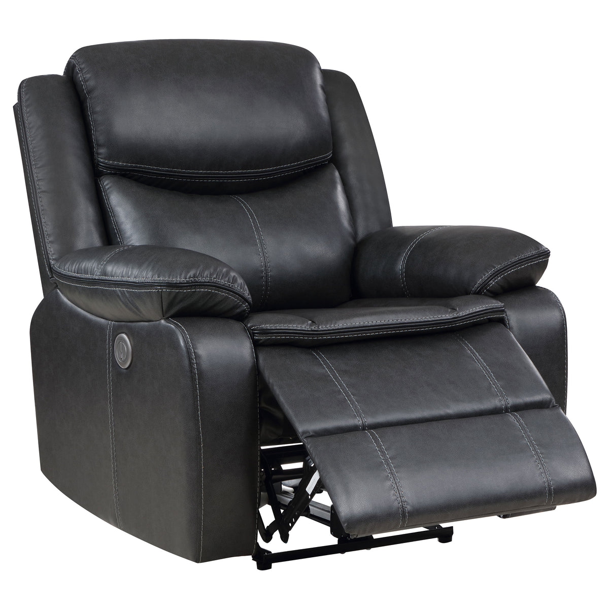Sycamore Power Reclining Sectional & Power Recliner - Dark Grey Breathable Leatherette with Channel Tufting – view 16