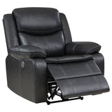 Sycamore Power Reclining Sectional & Power Recliner - Dark Grey Breathable Leatherette with Channel Tufting – view 16