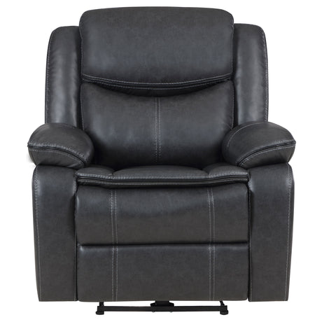 Sycamore Power Reclining Sectional & Power Recliner - Dark Grey Breathable Leatherette with Channel Tufting – view 17