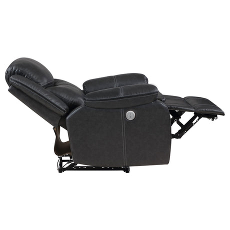 Sycamore Power Reclining Sectional & Power Recliner - Dark Grey Breathable Leatherette with Channel Tufting – view 19