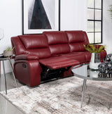 Camila Reclining Sofa, Loveseat & Glider Recliner - Red Leatherette Motion Living Room Sets – view 9