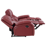 Camila Reclining Sofa, Loveseat & Glider Recliner - Red Leatherette Motion Living Room Sets – view 13
