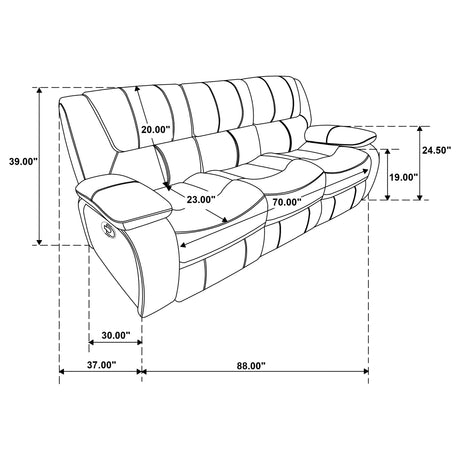 Camila Reclining Sofa, Loveseat & Glider Recliner - Red Leatherette Motion Living Room Sets – view 16