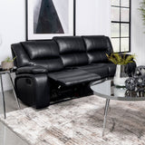 Camila Reclining Sofa, Loveseat & Glider Recliner - Black Faux Leather Motion Living Room Sets – view 9