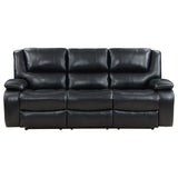 Camila Reclining Sofa, Loveseat & Glider Recliner - Black Faux Leather Motion Living Room Sets – view 11