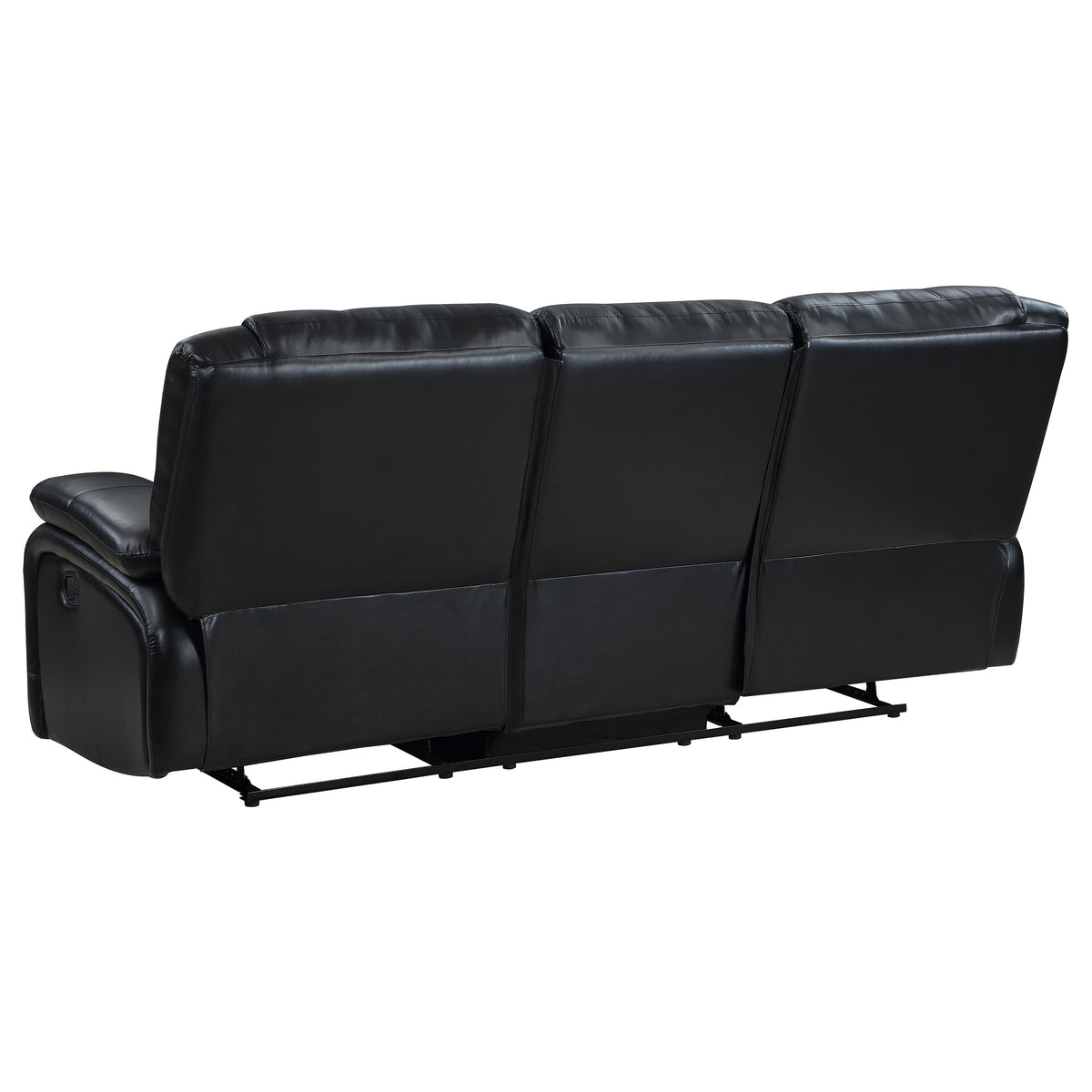 Camila Reclining Sofa, Loveseat & Glider Recliner - Black Faux Leather Motion Living Room Sets – view 12