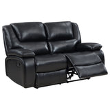 Camila Reclining Sofa, Loveseat & Glider Recliner - Black Faux Leather Motion Living Room Sets – view 20