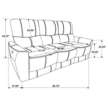 Greenfield Power Reclining Sofa, Loveseat & Recliner - Dove Grey Leatherette with USB Switch Panel – view 14
