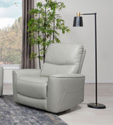 Greenfield Power Reclining Sofa, Loveseat & Recliner - Dove Grey Leatherette with USB Switch Panel - lifestyle