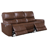 Greenfield Power Reclining Sofa, Loveseat & Recliner - Saddle Brown Leatherette with USB Charging – view 11