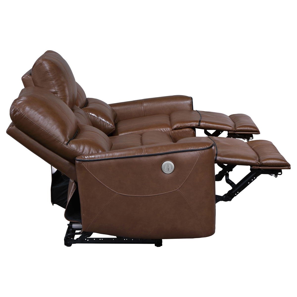 Greenfield Power Reclining Sofa, Loveseat & Recliner - Saddle Brown Leatherette with USB Charging – view 14