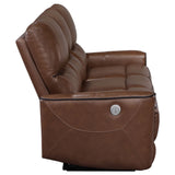 Greenfield Power Reclining Sofa, Loveseat & Recliner - Saddle Brown Leatherette with USB Charging – view 15