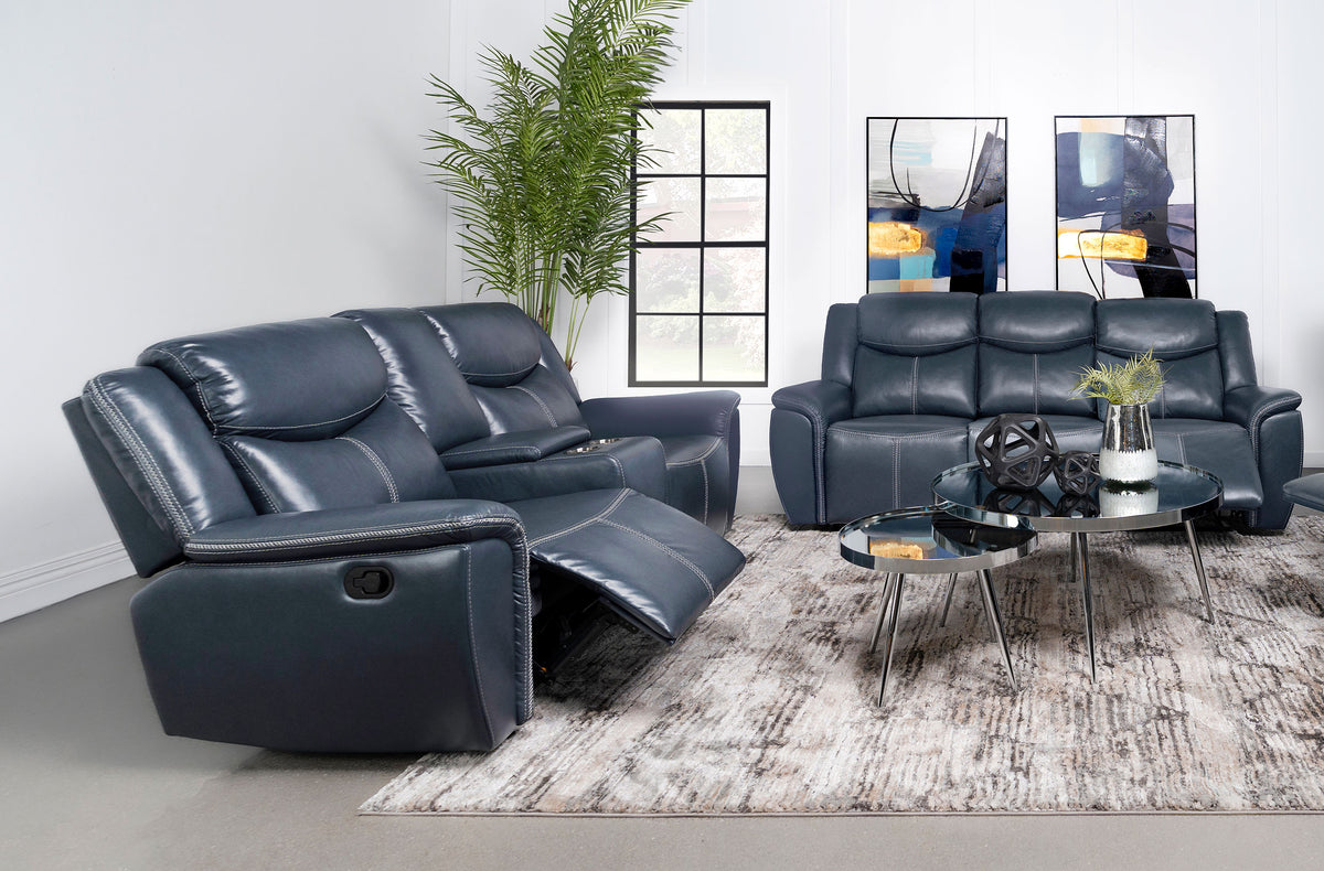 Sloane Reclining Sofa, Console Loveseat & Recliner - 2pcs- Reclining Sofa + Console Loveseat