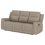Brentwood Reclining Sofa, Loveseat & Rocker Recliner - Taupe Suede-Like Fabric with Track Arms – view 8