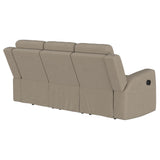 Brentwood Reclining Sofa, Loveseat & Rocker Recliner - Taupe Suede-Like Fabric with Track Arms – view 12