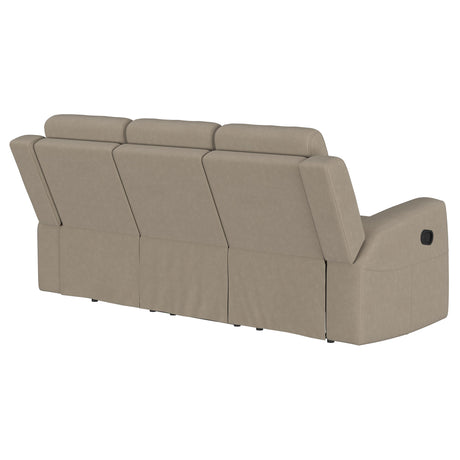 Brentwood Reclining Sofa, Loveseat & Rocker Recliner - Taupe Suede-Like Fabric with Track Arms – view 12