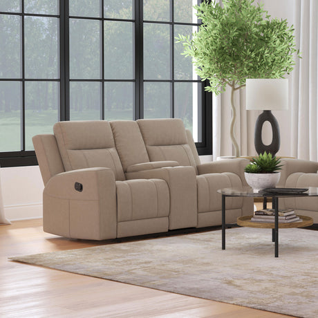 Brentwood Reclining Sofa, Loveseat & Rocker Recliner - Taupe Suede-Like Fabric with Track Arms – view 17