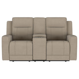 Brentwood Reclining Sofa, Loveseat & Rocker Recliner - Taupe Suede-Like Fabric with Track Arms – view 19