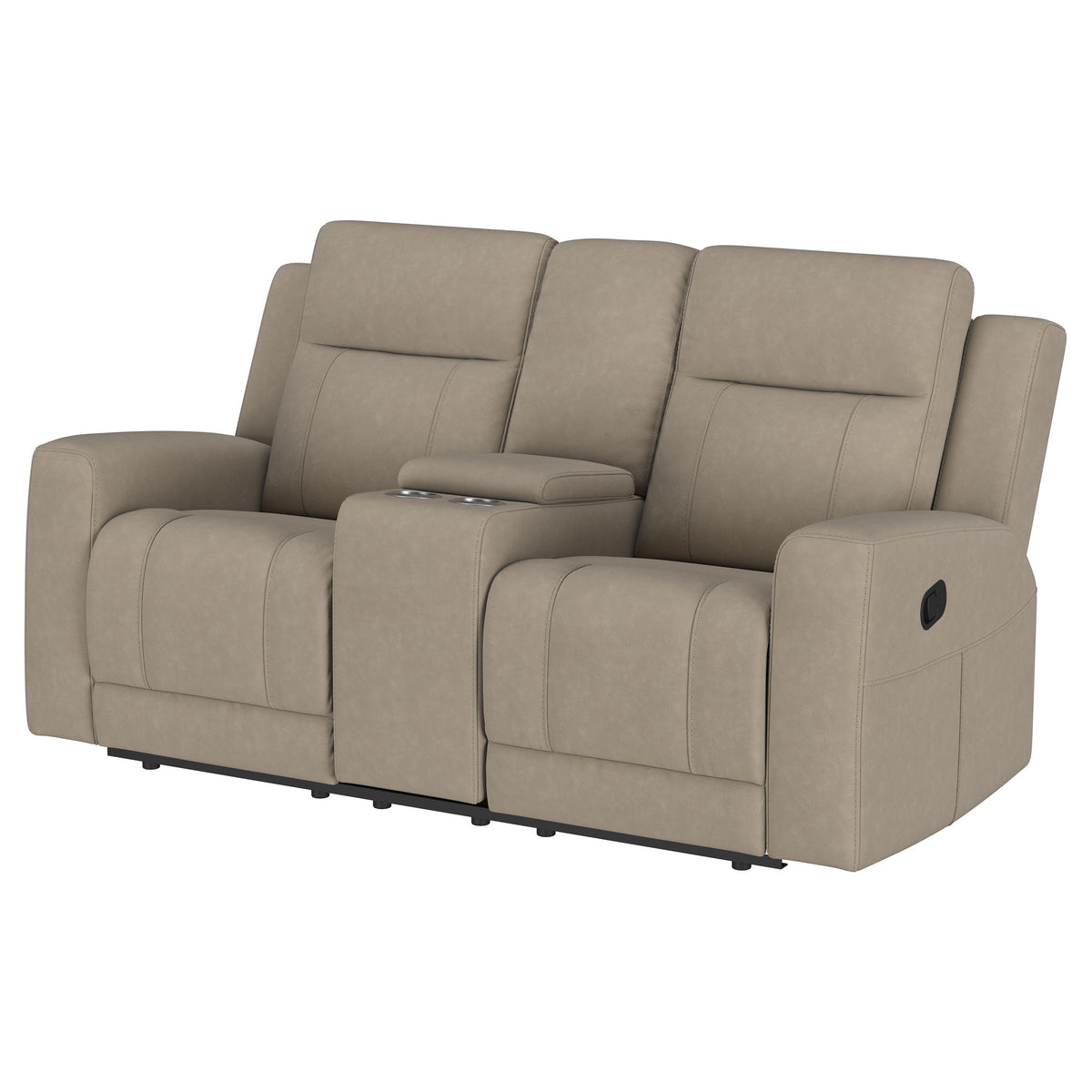 Brentwood Reclining Sofa, Loveseat & Rocker Recliner - Taupe Suede-Like Fabric with Track Arms – view 20