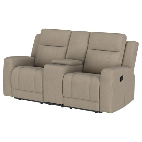 Brentwood Reclining Sofa, Loveseat & Rocker Recliner - Taupe Suede-Like Fabric with Track Arms – view 20