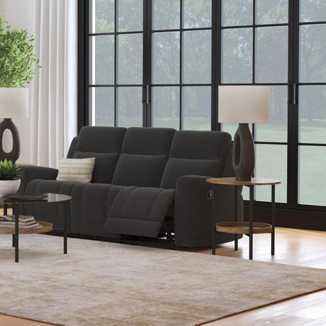 Brentwood Reclining Sofa, Loveseat & Rocker Recliner - Dark Charcoal Suede-Like Motion Living Room Sets – view 1