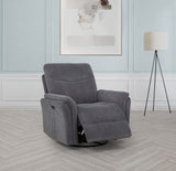 Adler Power Swivel Glider Recliner - Charcoal Grey Fabric with USB-A & USB-C Charging – view 3
