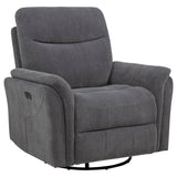 Adler Power Swivel Glider Recliner - Charcoal Grey Fabric with USB-A & USB-C Charging – view 4