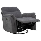 Adler Power Swivel Glider Recliner - Charcoal Grey Fabric with USB-A & USB-C Charging – view 5