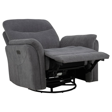 Adler Power Swivel Glider Recliner - Charcoal Grey Fabric with USB-A & USB-C Charging – view 5