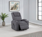 Louie Power Lift Recliner with Heat & Massage - Dark Grey Chenille with Cup Holders – view 3