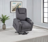 Louie Power Lift Recliner with Heat & Massage - Dark Grey Chenille with Cup Holders – view 4