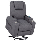 Louie Power Lift Recliner with Heat & Massage - Dark Grey Chenille with Cup Holders – view 5