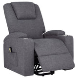 Louie Power Lift Recliner with Heat & Massage - Dark Grey Chenille with Cup Holders – view 6